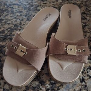 Dr. Scholl's Brown Sandals with Gold Accent